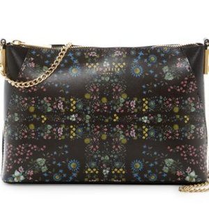 Ted Baker London Leather Crossbody Bag Black Unity Flag Gold Chain